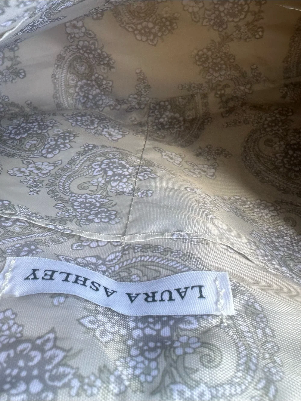 Laura Ashley Cream and Light Gray Paisley Cosmetic Pouch